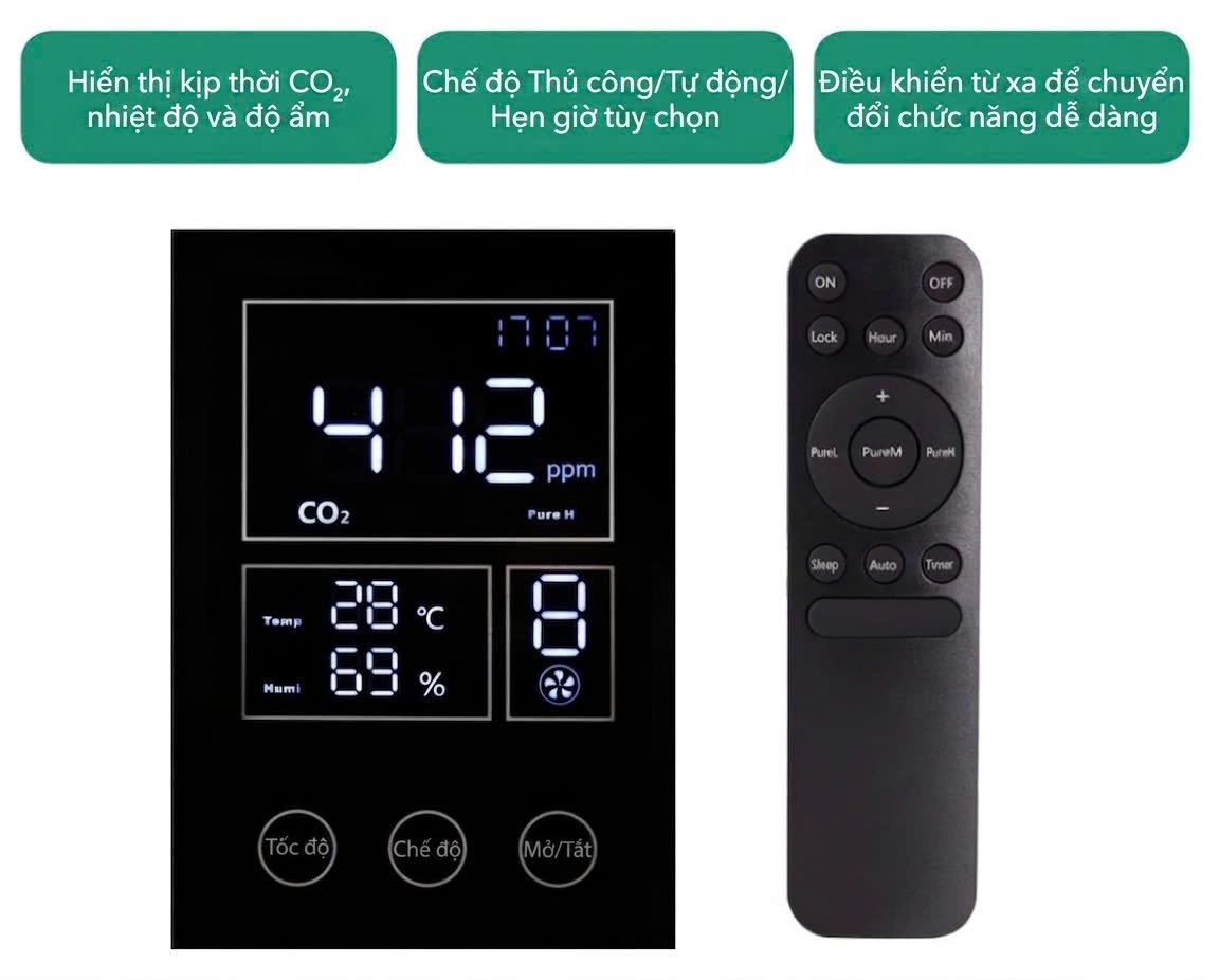 Máy cấp khí tươi 2 chiều treo tường JaamiJ ERV-B150 Pro – HEPA H13, cảm biến CO₂ Máy cấp khí tươi 2 chiều treo tường JaamiJ ERV-B150 Pro – HEPA H13, cảm biến CO₂