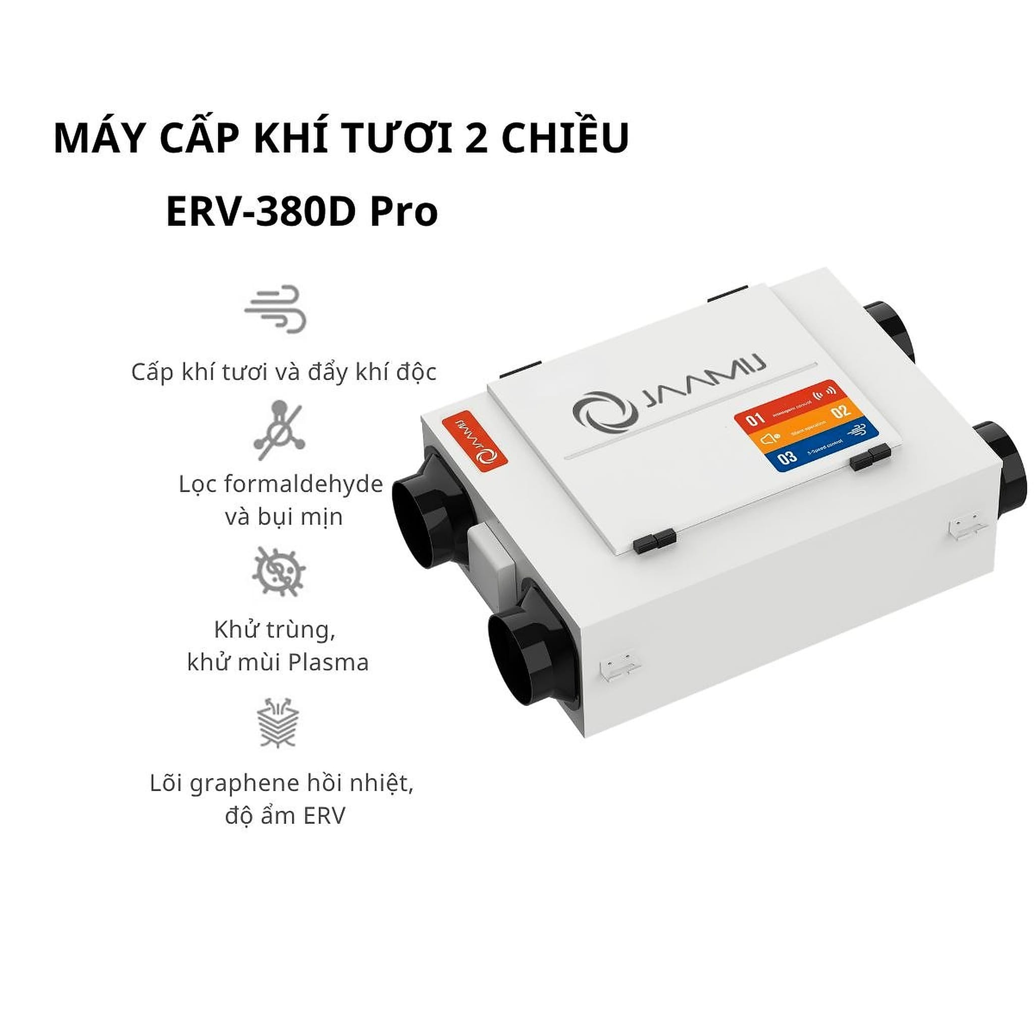 Máy Cấp Khí Tươi 2 Chiều JaamiJ ERV-380D Pro – Tích Hợp AI, Khử Khuẩn Plasma & App Xiaomi Máy Cấp Khí Tươi 2 Chiều JaamiJ ERV-380D Pro – Tích Hợp AI, Khử Khuẩn Plasma & App Xiaomi