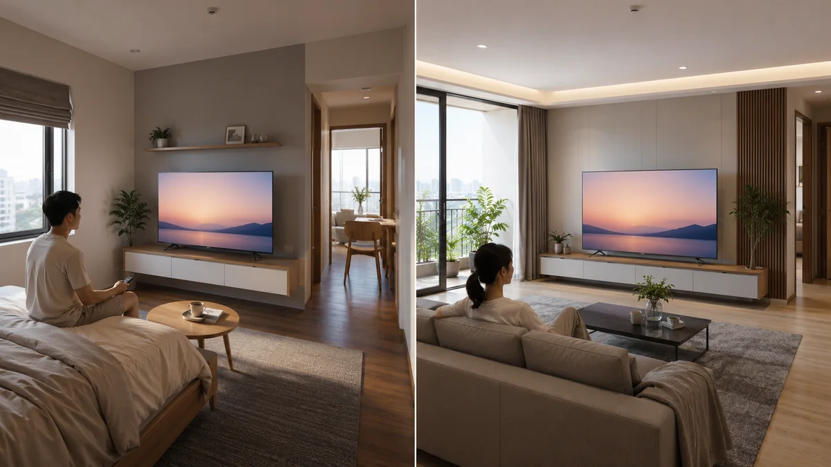 Khoảng cách xem phù hợp cho tivi Xiaomi 50 và 55 inch