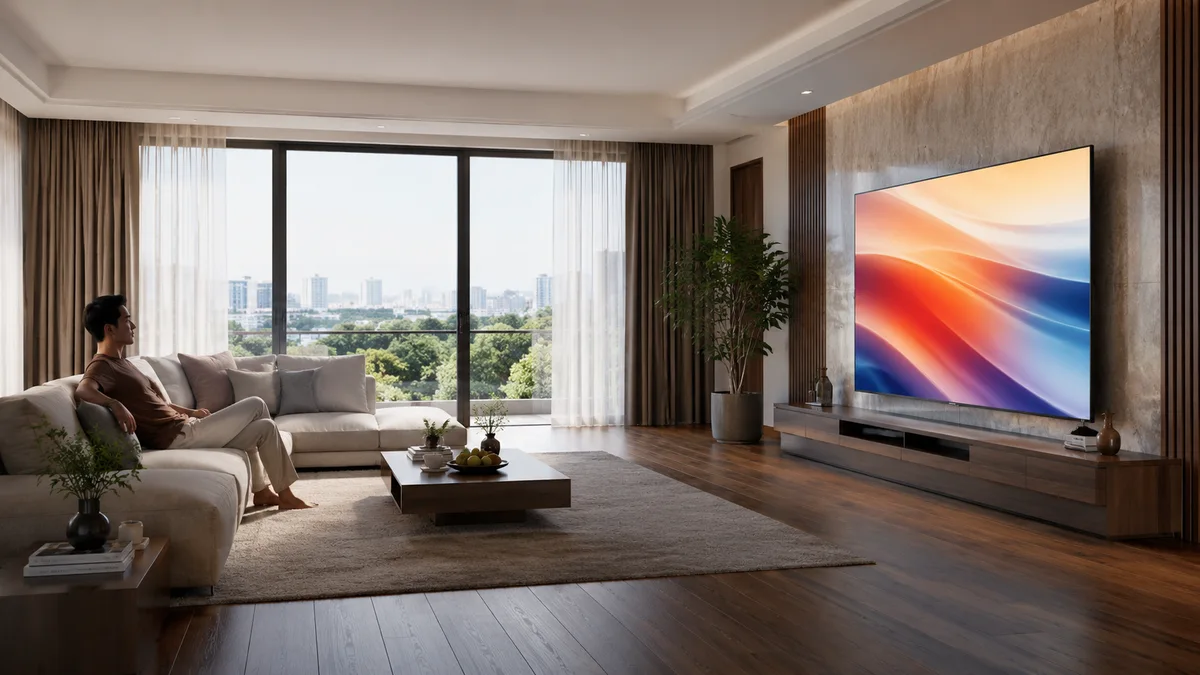 Khoảng cách xem tivi Xiaomi 85 inch phù hợp cho phòng khách lớn