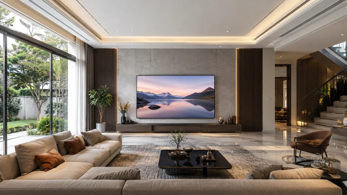 Lắp đặt tivi Xiaomi 85 inch trong phòng khách rộng