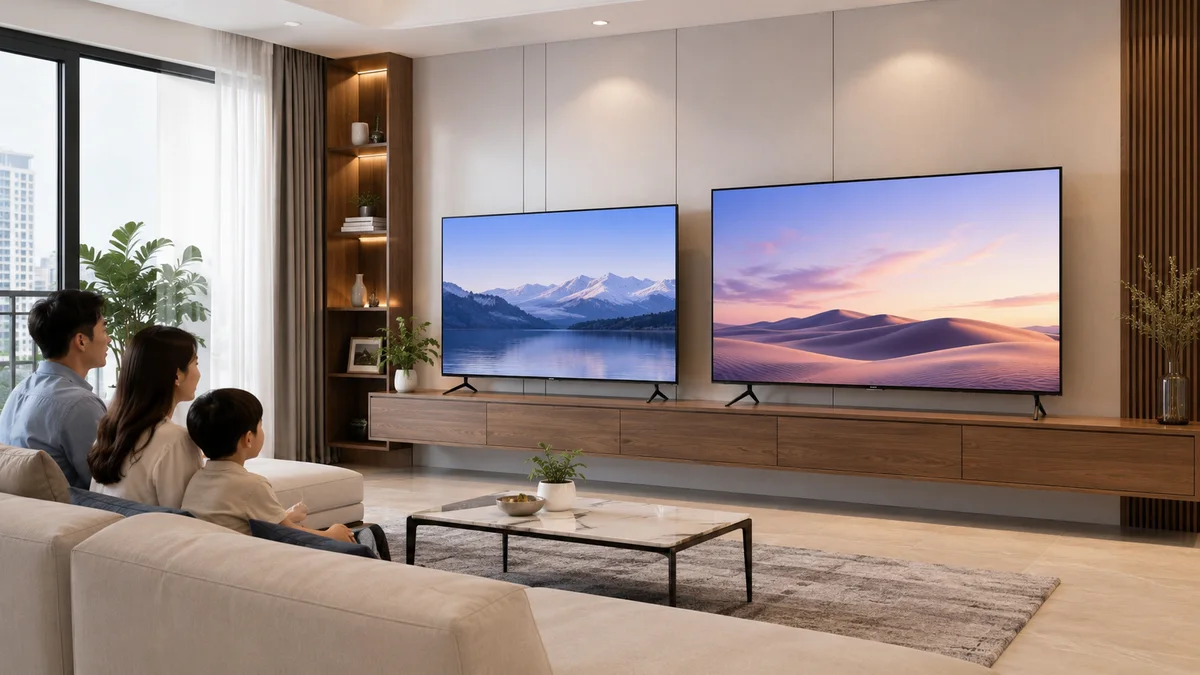 So sánh tivi Xiaomi 55 và 65 inch trong phòng khách