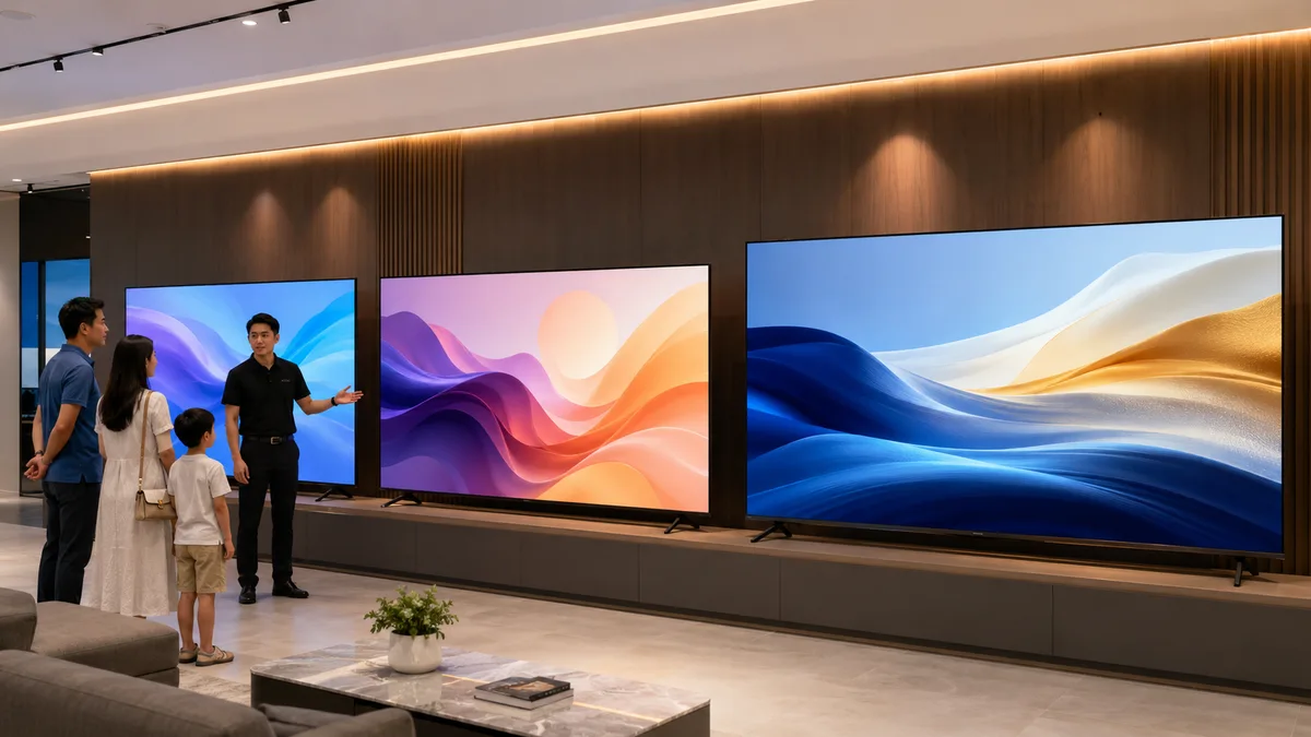So sánh kích thước tivi Xiaomi 75 85 100 inch cho phòng khách lớn