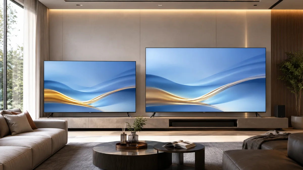So sánh tivi Xiaomi 75 inch và 85 inch trong phòng khách hiện đại