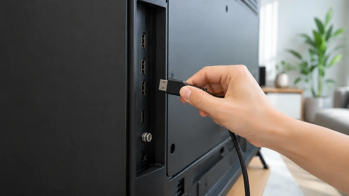 Tháo USB và HDMI khi tivi Xiaomi treo logo