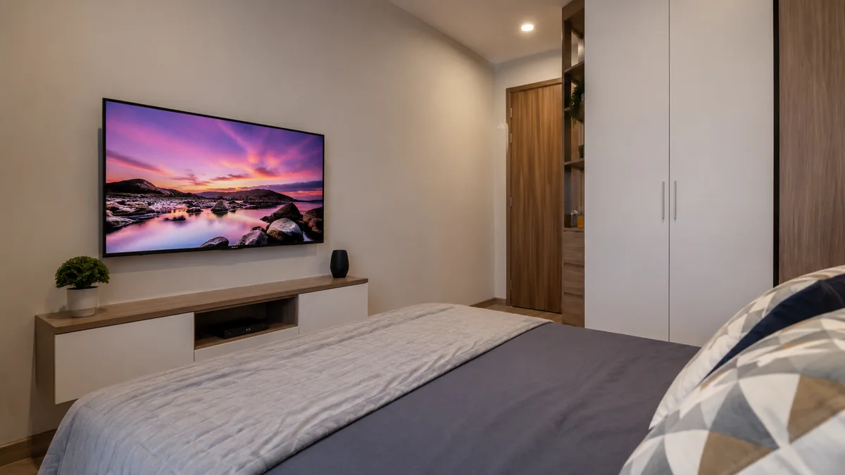 Tivi Xiaomi 43 inch trong phòng ngủ nhỏ gọn