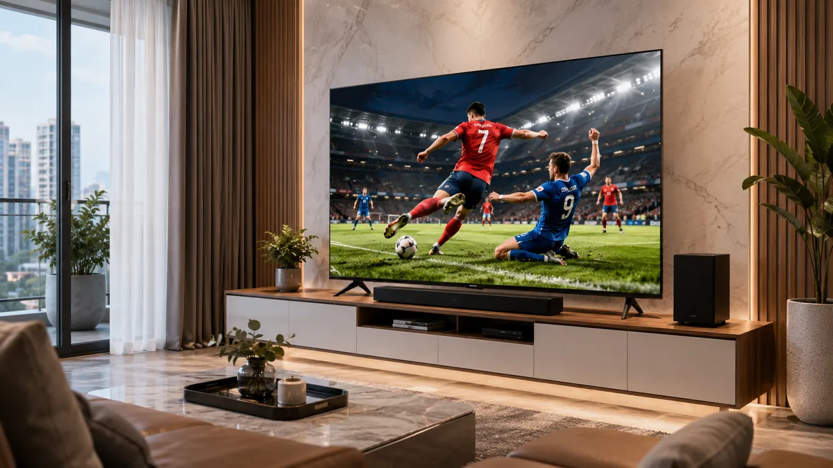 Tivi Xiaomi 65 inch xem phim 4K HDR trong phòng khách