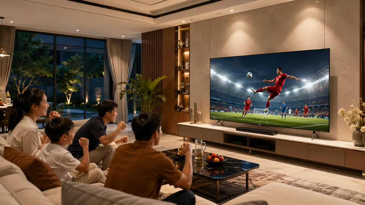 Tivi Xiaomi 65 inch cho trải nghiệm xem phim và bóng đá trong phòng khách