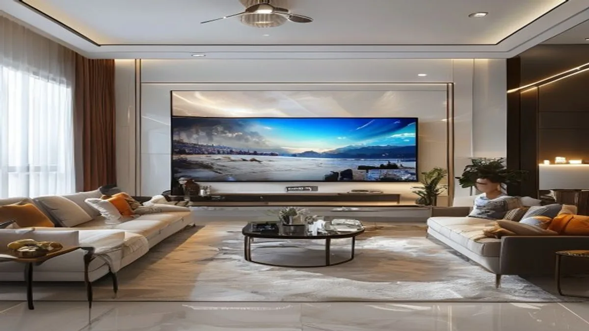 Tivi Xiaomi 75 inch màn hình lớn trong phòng khách hiện đại