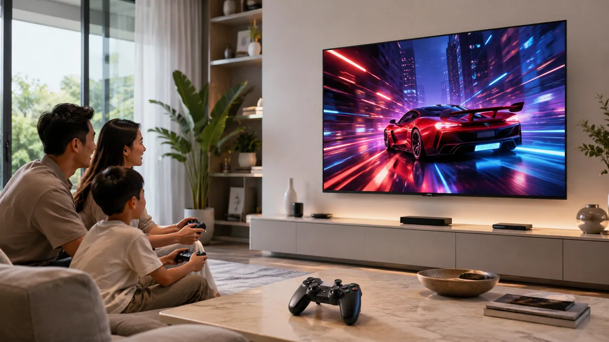 Tivi Xiaomi kết nối tay cầm chơi game trong phòng khách