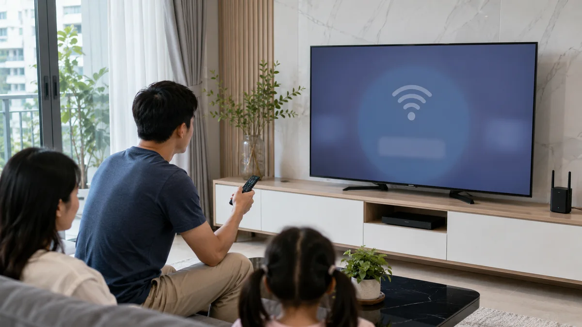 Tivi Xiaomi không kết nối WiFi trong phòng khách gia đình