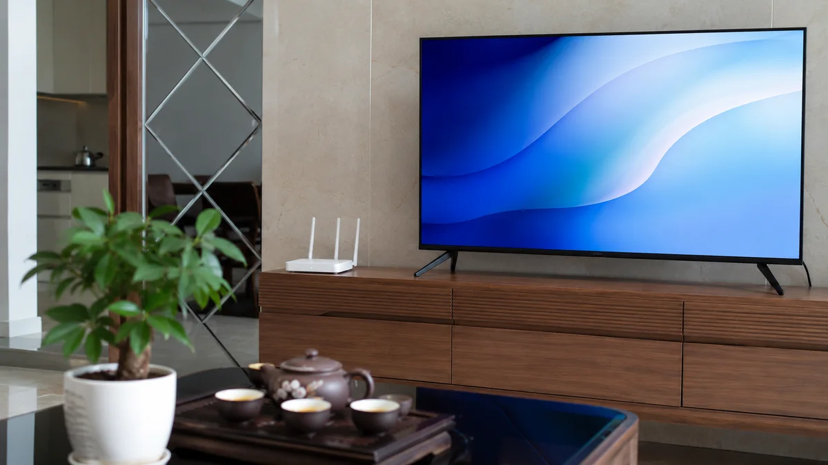 Router wifi đặt gần tivi Xiaomi để xem phim trực tuyến ổn định