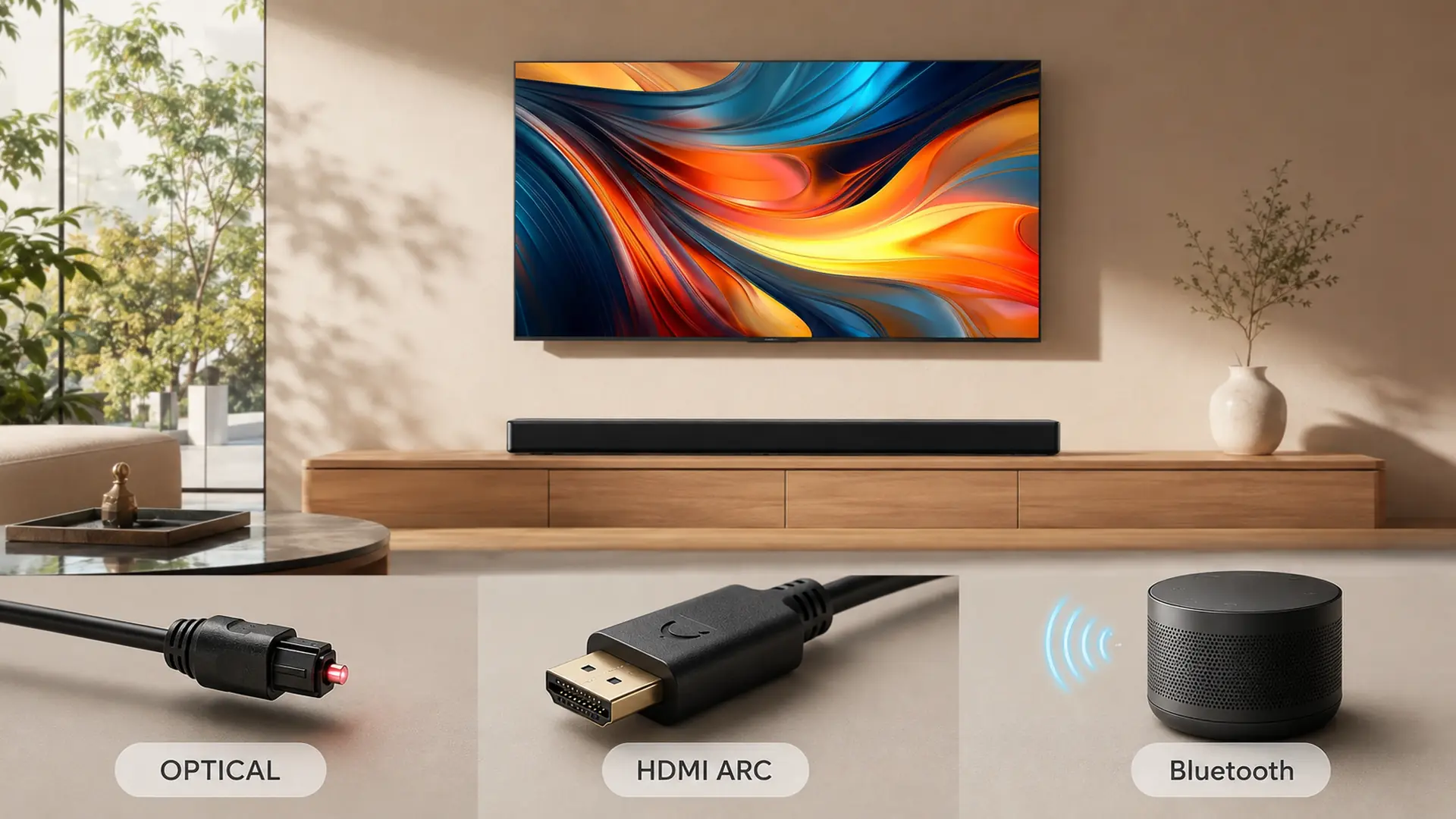 Các cách kết nối âm thanh trên tivi Xiaomi gồm Optical HDMI ARC và Bluetooth
