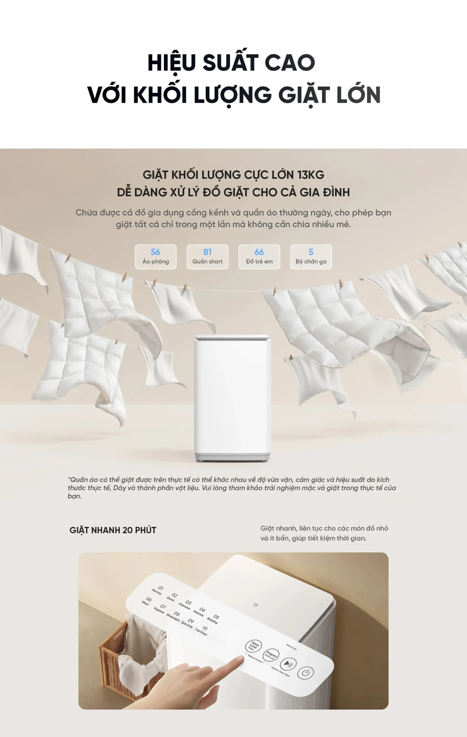 Máy giặt lồng đứng Xiaomi Mijia 13kg hiệu suất cao