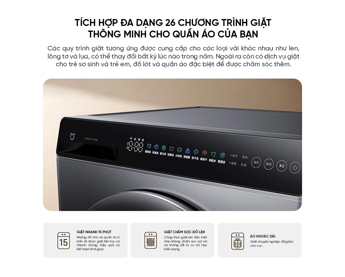 Bảng điều khiển của máy giặt sấy Xiaomi Mijia Giặt 10kg Sấy 7kg