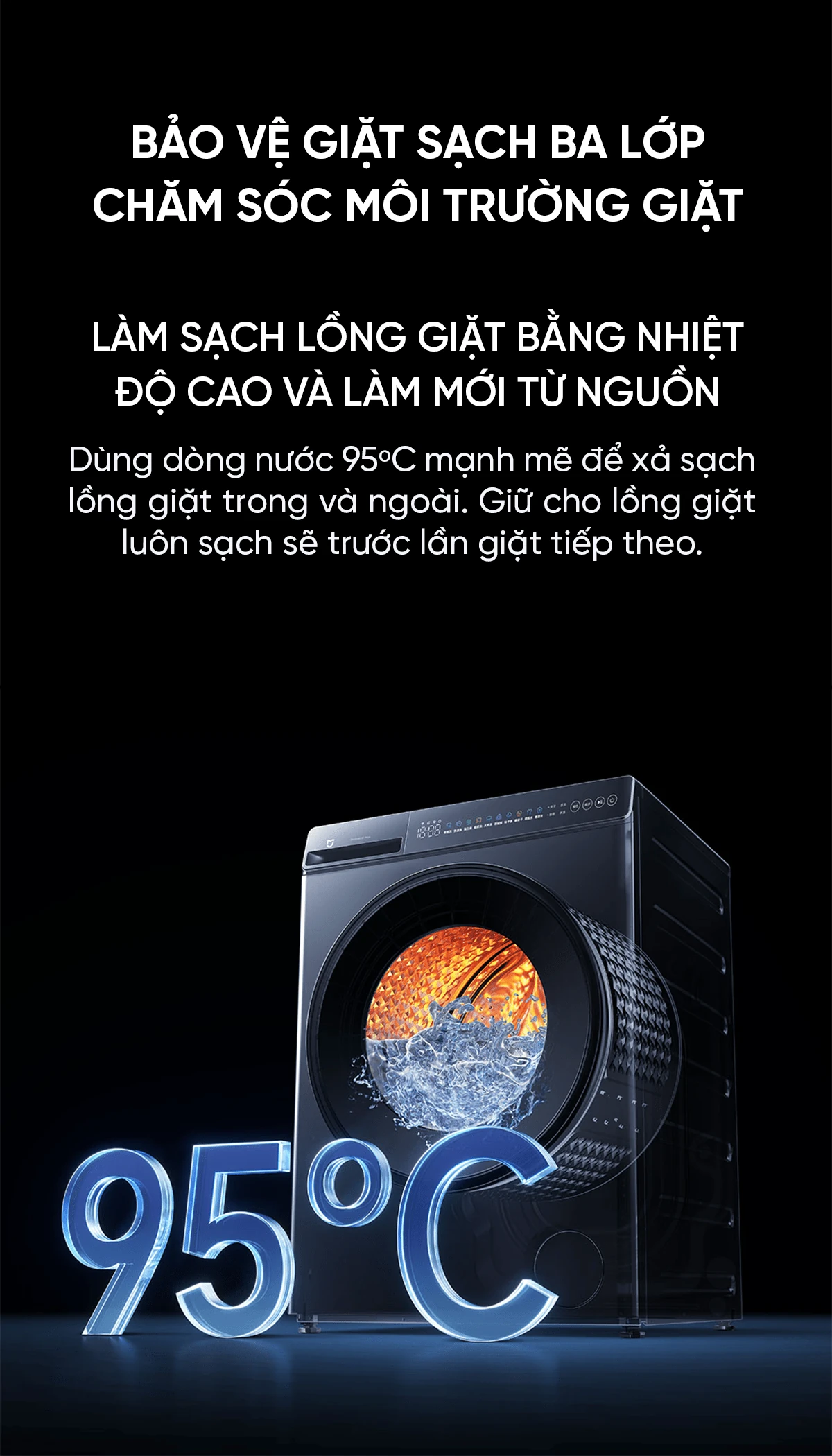 Máy giặt sấy Xiaomi Mijia hỗ trợ giặt 95 độ