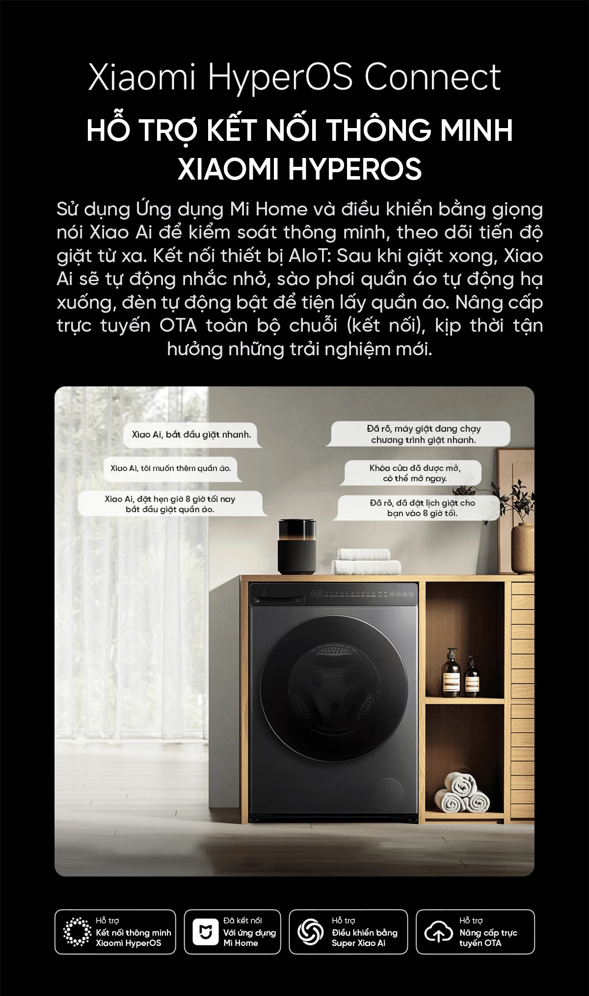 Máy giặt sấy Xiaomi Mijia hỗ trợ kết nối Xiaomi Home