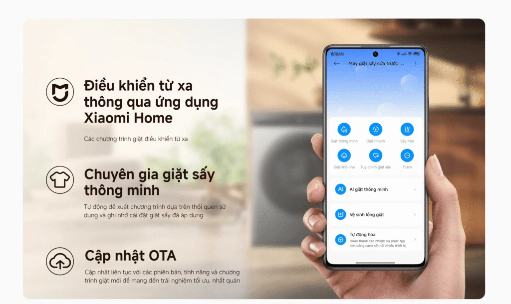 Máy giặt sấy Xiaomi Mijia Giặt 10.5kg Sấy 7kg kết nối Xiaomi Home