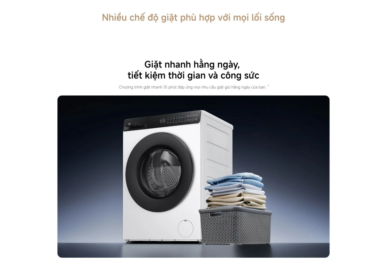 Máy giặt Xiaomi Mijia Front Load Washer 8kg hỗ trợ giặt nhanh