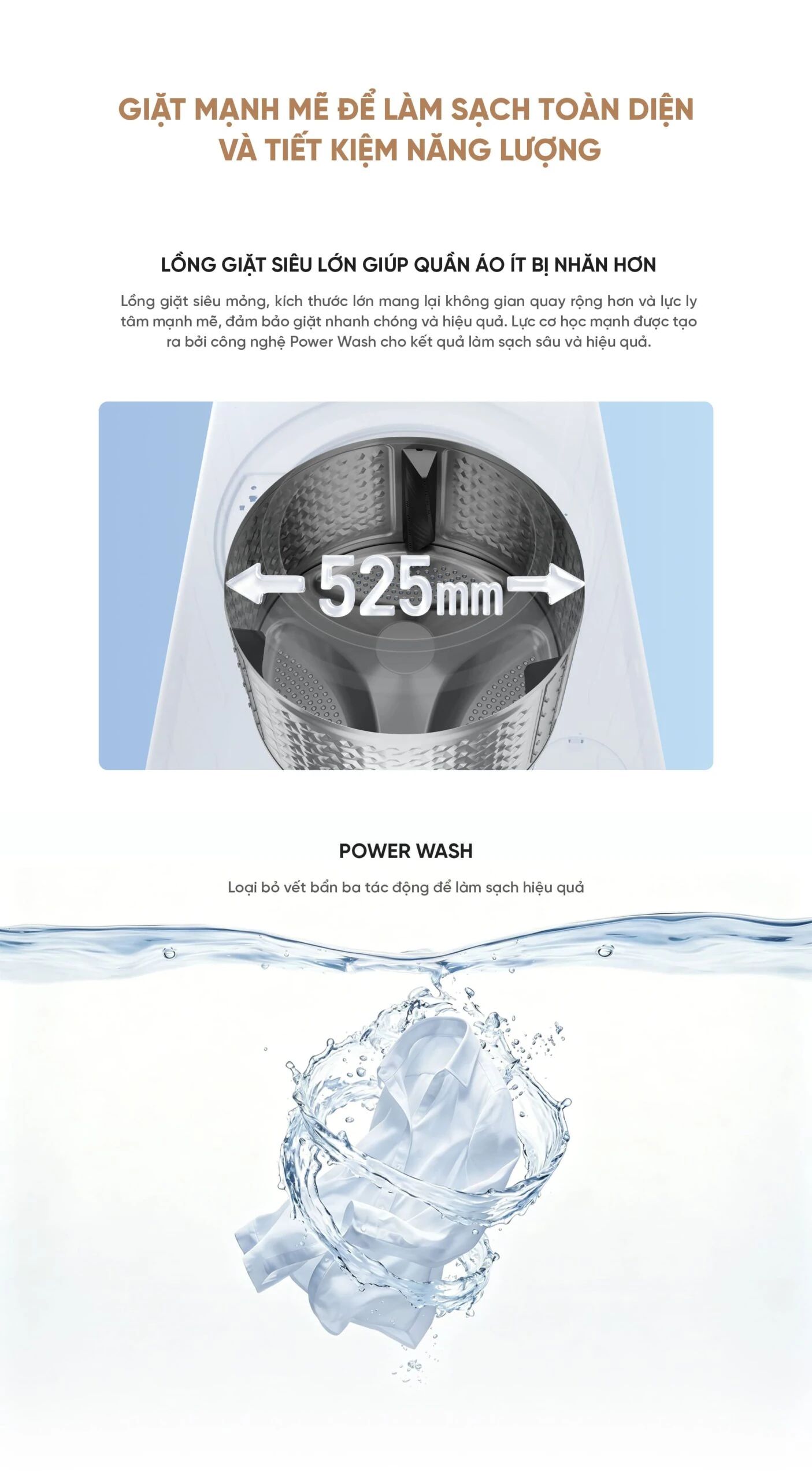 Lồng giặt 525mm của máy giặt Xiaomi Mijia Front Load Washer 9kg