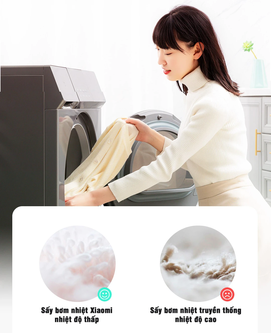 Máy sấy Xiaomi Mijia H100MJ102S sử dụng công nghệ sấy bơm nhiệt