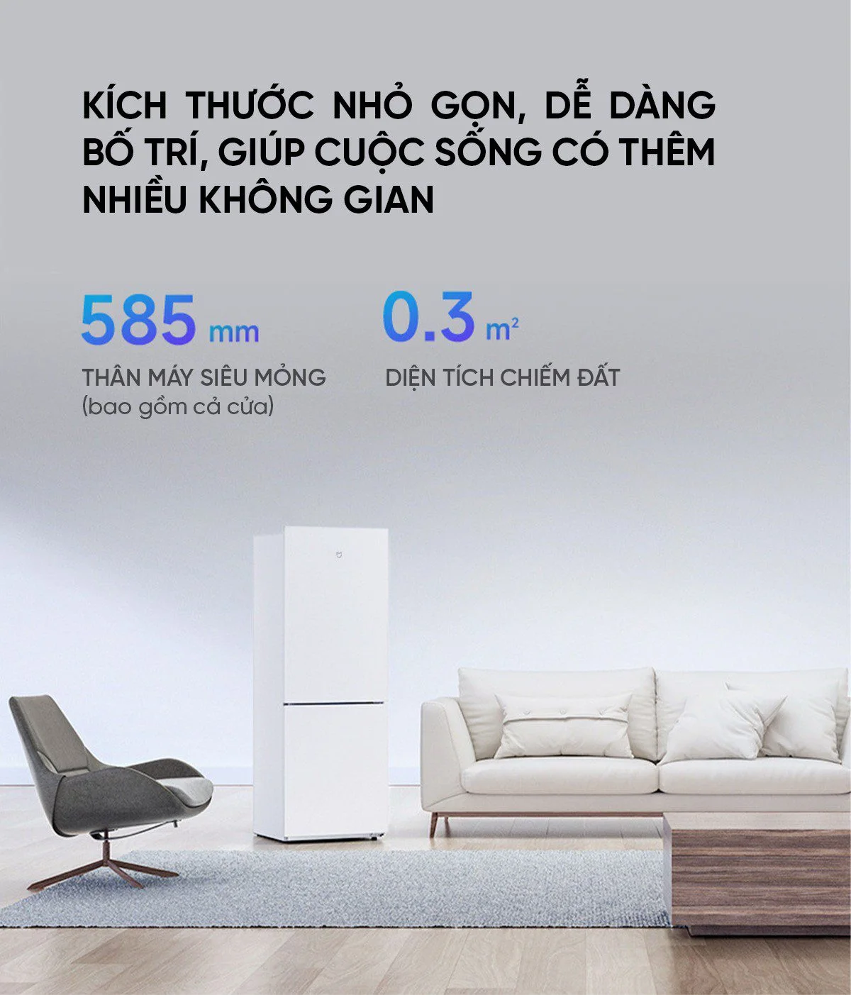 Không gian bảo quản của tủ lạnh Xiaomi 175L