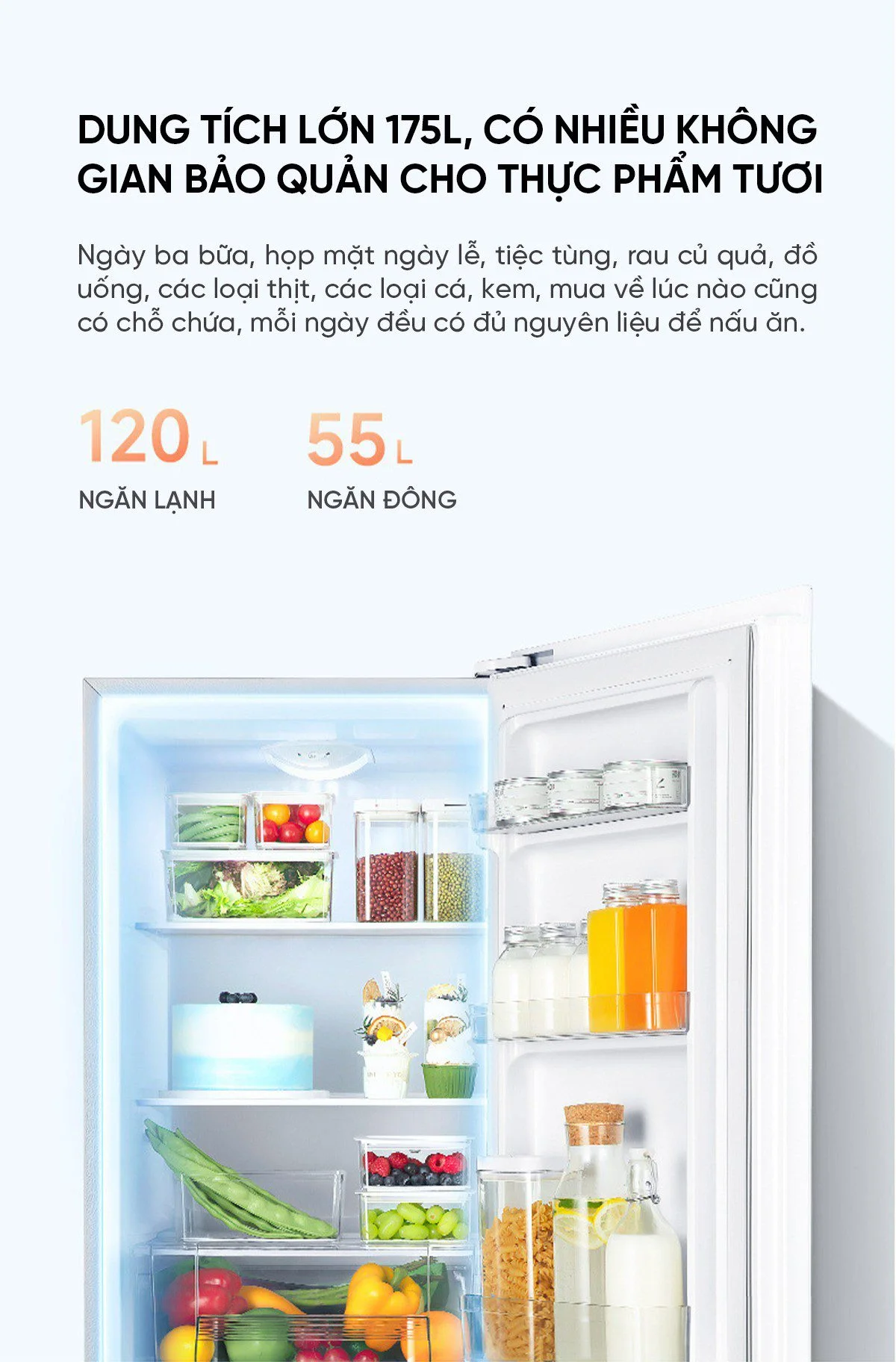 Ngăn mát tủ lạnh Xiaomi Mijia 175L