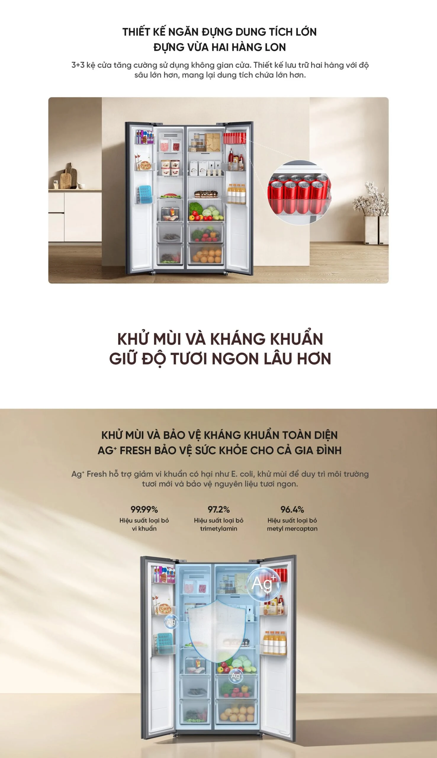 Không gian bảo quản thực phẩm tủ lạnh Xiaomi Mijia 635L