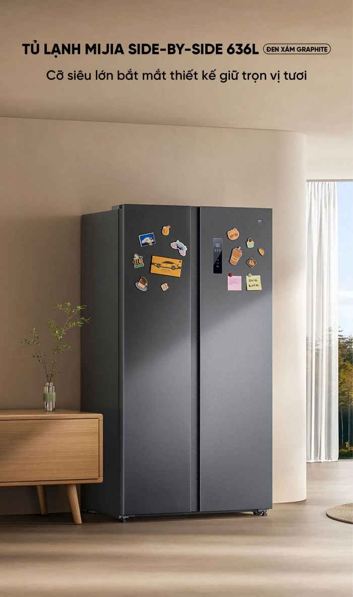 Tủ lạnh Xiaomi Mijia Side By Side 636L 2026 đen vân đá Tủ lạnh Xiaomi Mijia Side By Side 636L 2026 đen vân đá